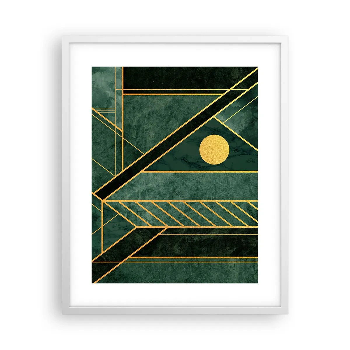 Poster in einem weißen Rahmen - Dynamik von Gold und Azurblau - 40x50 cm