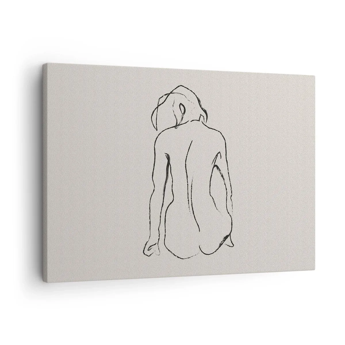 Bild auf Leinwand - Leinwandbild - Eine subtile Skizze der Silhouette eines Mädchens von hinten - 70x50cm - Mädchenakt - Moderne Wanddekoration für Wohnzimmer und Schlafzimmer ARTTOR