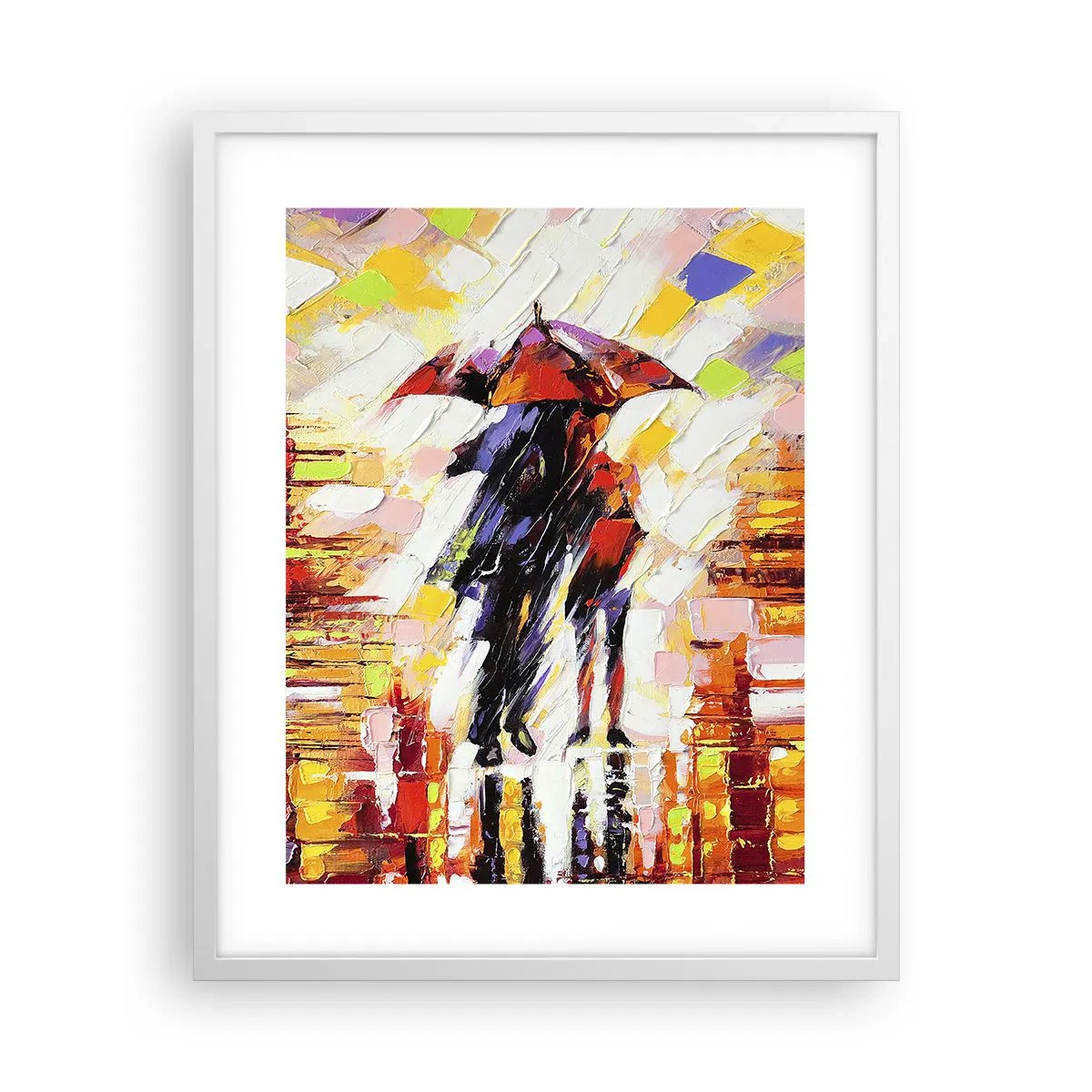 Poster in einem weißen Rahmen - Gemeinsam durch die Nacht und den Regen - 40x50 cm