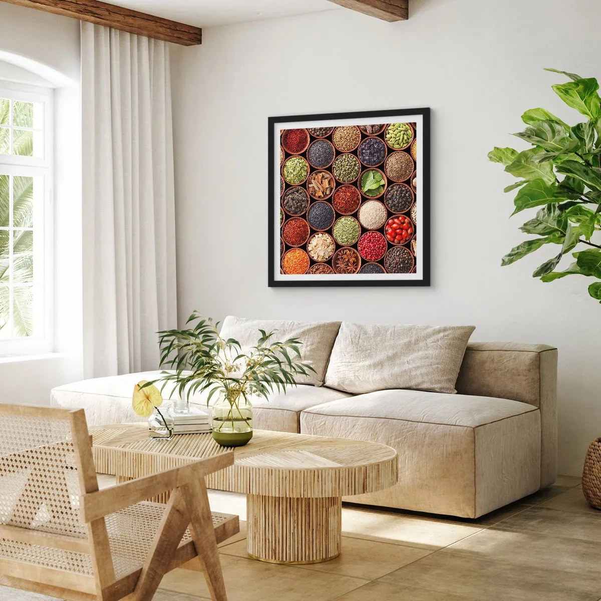 Poster in einem schwarzem Rahmen - Alle Aromen der Welt - 40x40 cm