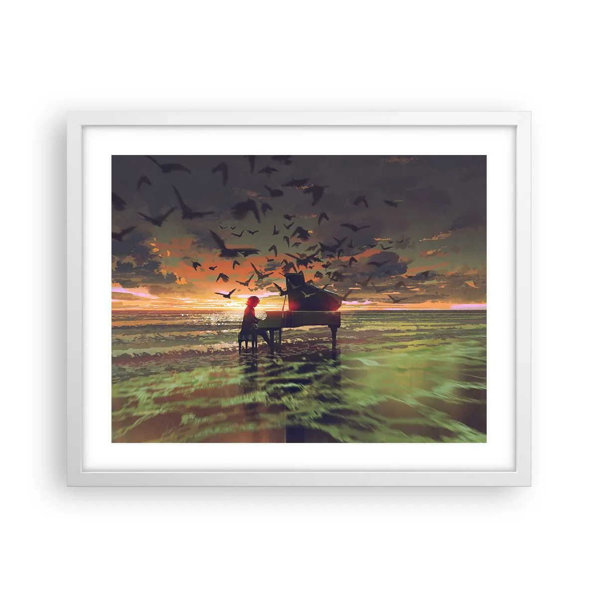 Poster in einem weißen Rahmen - Konzert für Klavier und Wellen - 50x40 cm