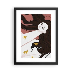 Poster in einem schwarzem Rahmen - Traum von einem goldenen Pferd - 30x40 cm