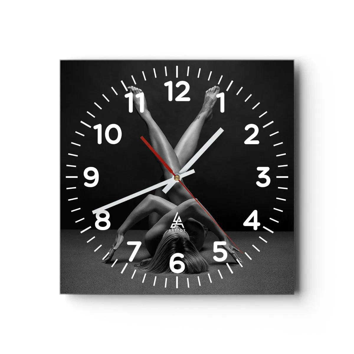 Wanduhr - Glasuhr - Die Geometrie der Nacktheit - 40x40 cm