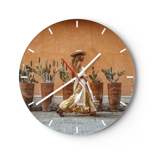 Wanduhr - Glasuhr - Hippie-Stil - 40x40 cm