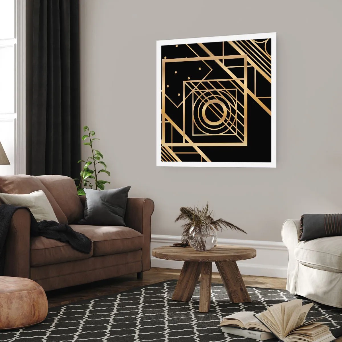 Poster - Goldene Geometrie - 30x30 cm