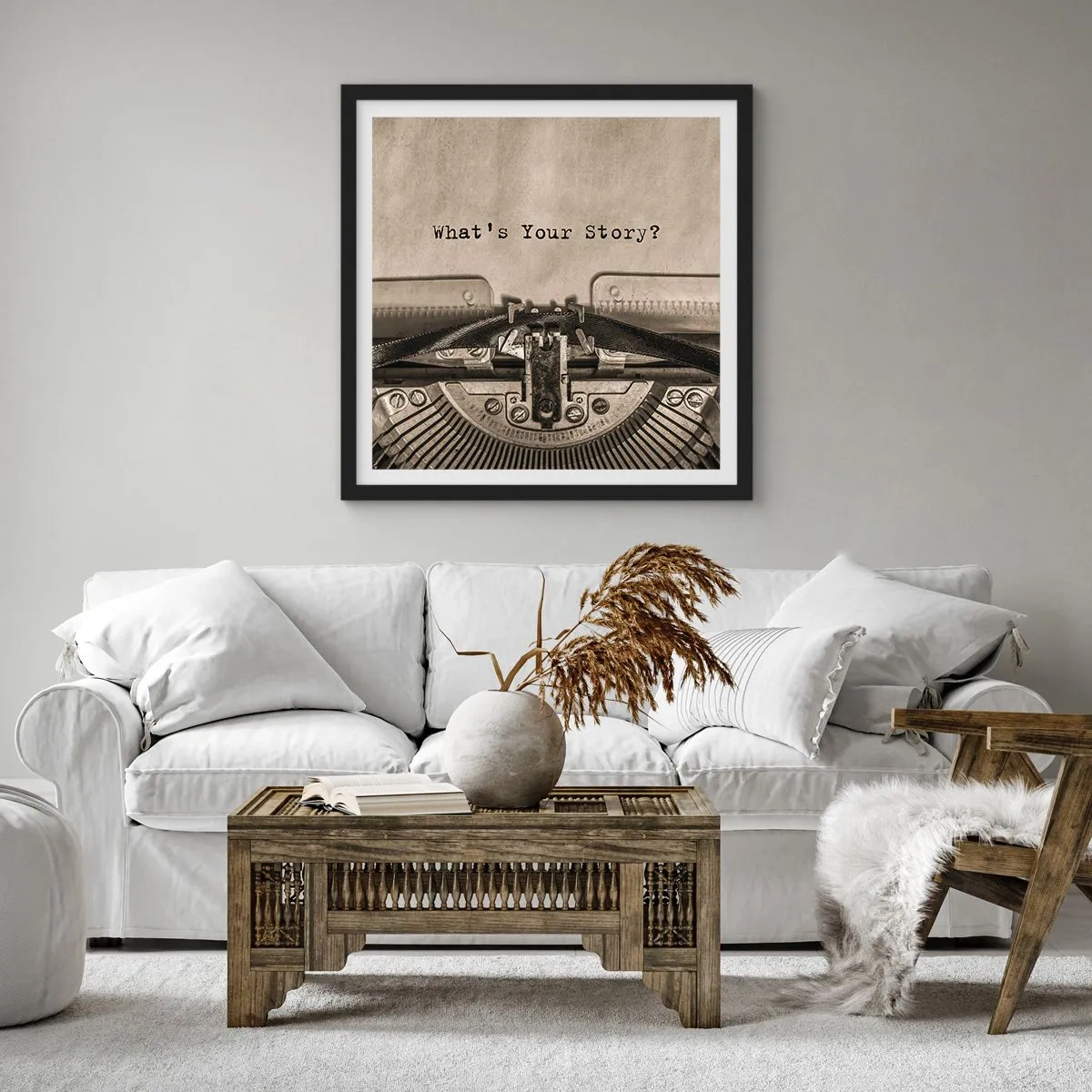 Poster in einem schwarzem Rahmen - Erzähl es mir - 50x50 cm