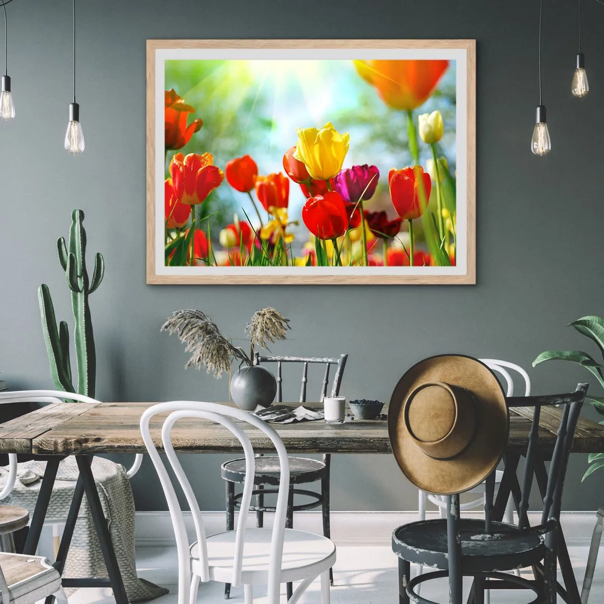 Poster in einem Rahmen aus heller Eiche - Alle Farben der Sonne - 50x40 cm
