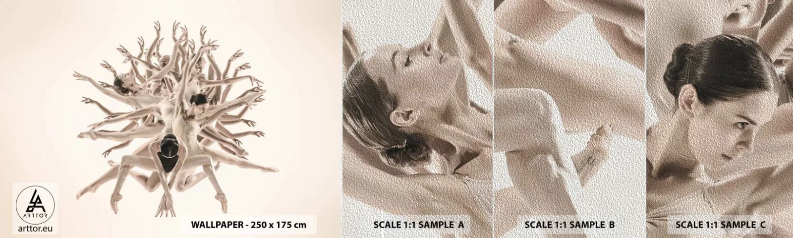 Fototapeten Muster Premium Sand - Aufblühen im Tanz - Abstraktion, Stück, Ballett - 100x30 cm