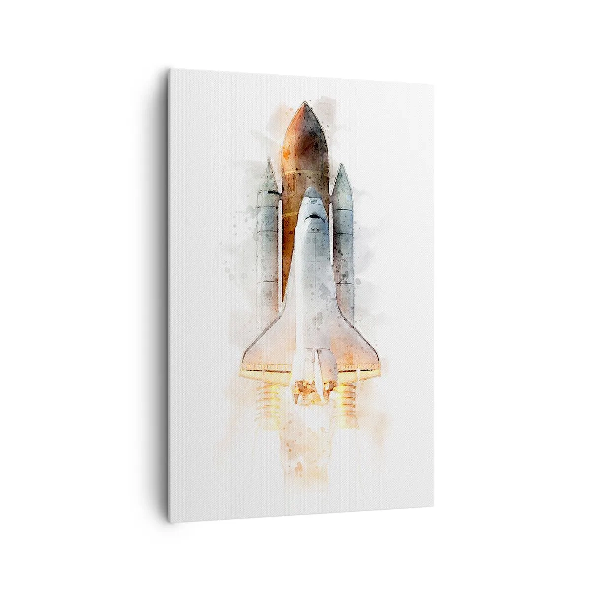 Bild auf Leinwand - Leinwandbild - Eine künstlerische Aquarell-Interpretation eines startenden Space Shuttles - 80x120cm - Entdecker für den Anfang - Moderne Wanddekoration für Wohnzimmer und Schlafzimmer ARTTOR