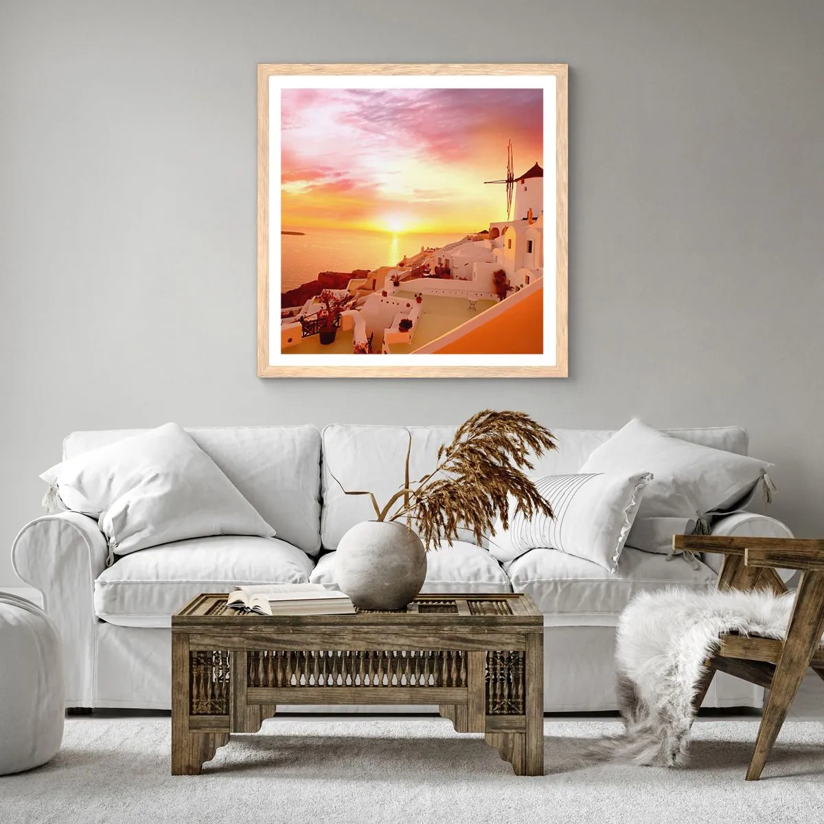 Poster in einem Rahmen aus heller Eiche - In Weiß und Gold schmelzen - 50x50 cm