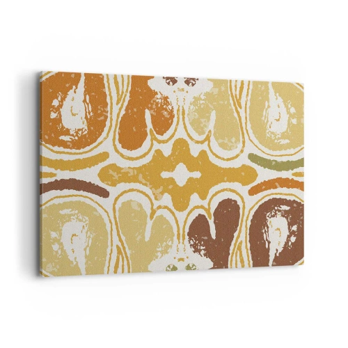 Bild auf Leinwand - Leinwandbild - Warme abstrakte Muster in Gelb- und Brauntönen - 100x70cm - Sentimentale Abstraktion - Moderne Wanddekoration für Wohnzimmer und Schlafzimmer ARTTOR