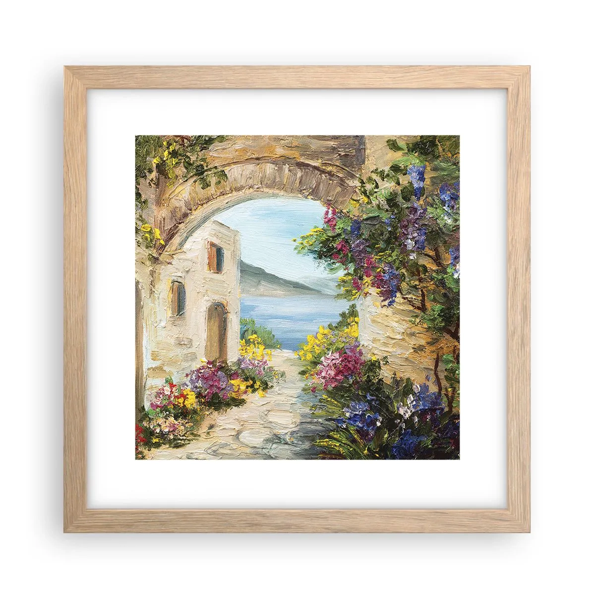 Poster in einem Rahmen aus heller Eiche - Charme einer Küstenprovinz - 30x30 cm