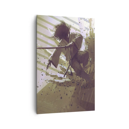 Bild auf Leinwand - Leinwandbild - Dynamischer Kampf zwischen zwei Charakteren im futuristischen Stil - 80x120cm - Und du kannst ein Samurai sein - Moderne Wanddekoration für Wohnzimmer und Schlafzimmer ARTTOR