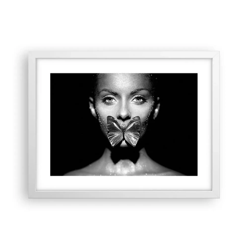 Poster in einem weißen Rahmen - Schmetterlingskuss - 40x30 cm