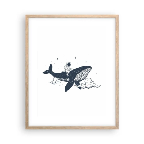Poster in einem Rahmen aus heller Eiche - Weltraumabenteuer - 40x50 cm