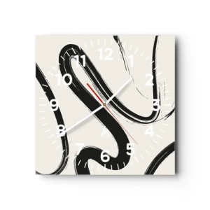 Wanduhr - Glasuhr - Schwarz-Weiß-Laune - 30x30 cm