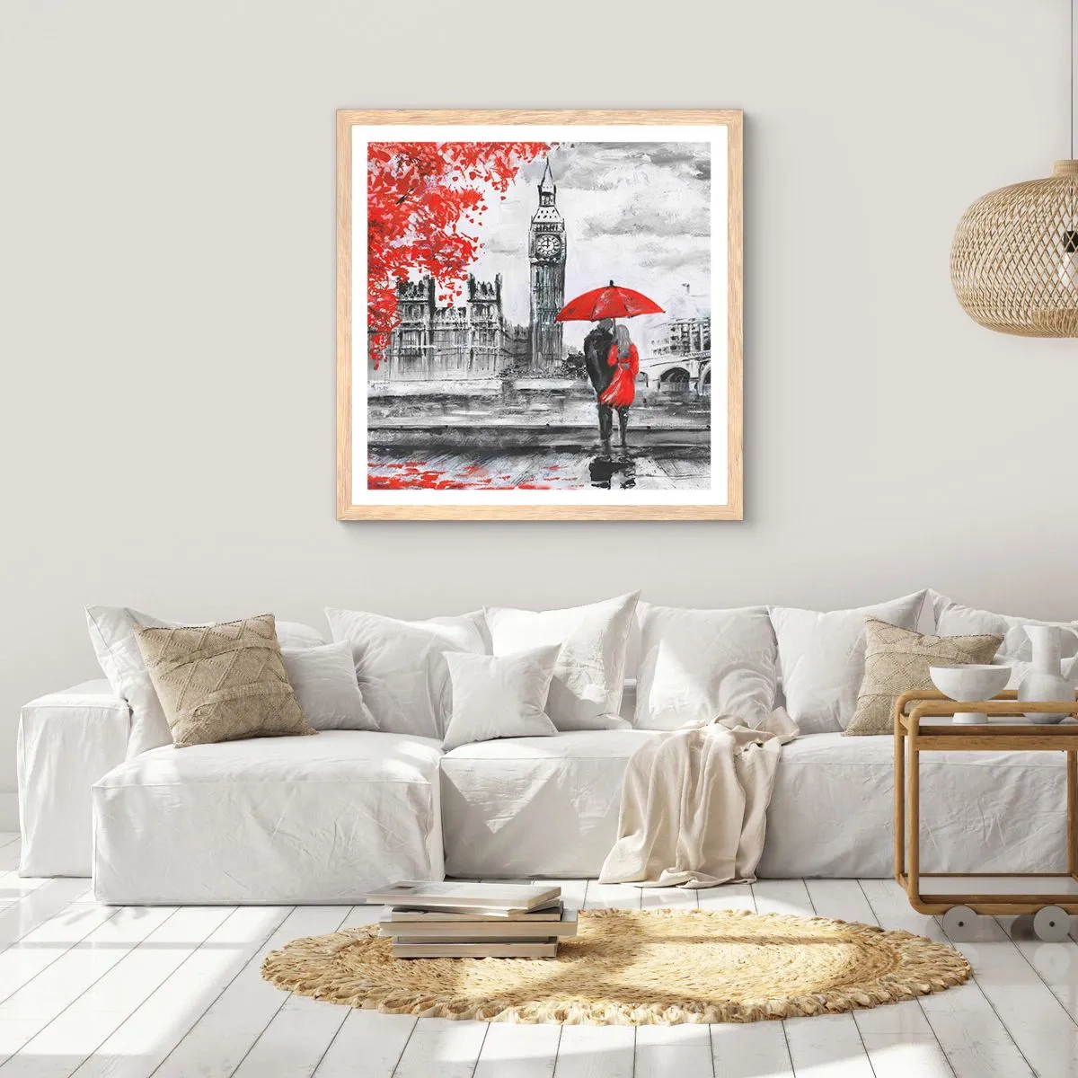 Poster in einem Rahmen aus heller Eiche - Verliebt in London - 30x30 cm