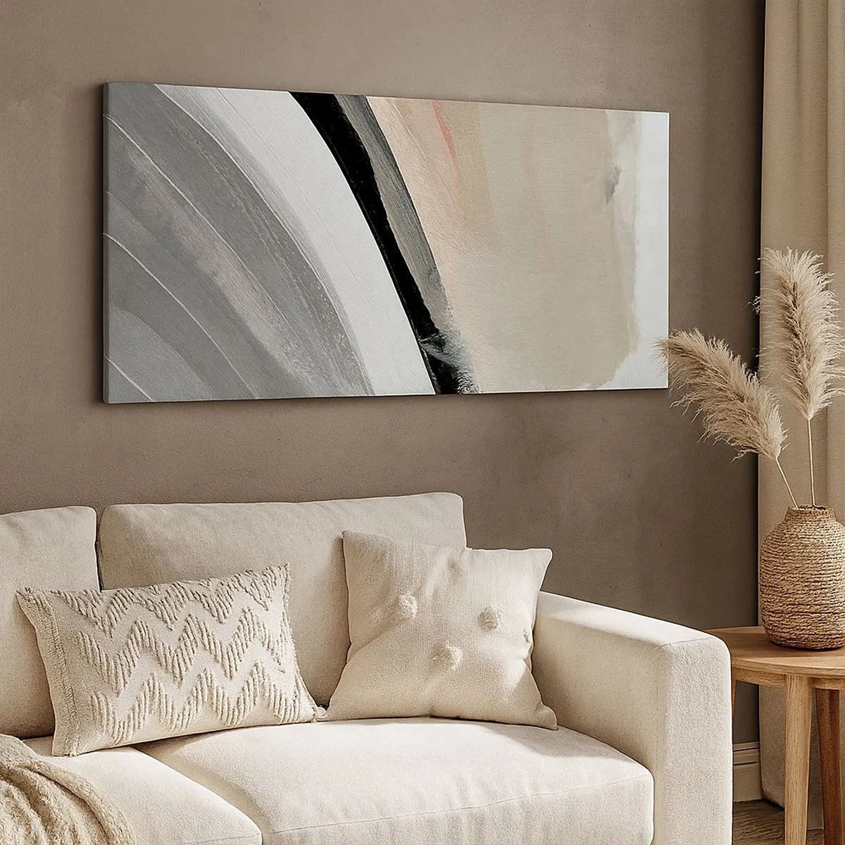 Bild auf Leinwand - Leinwandbild - Komposition: Bogen aus Schwarz und Grau - 100x40 cm