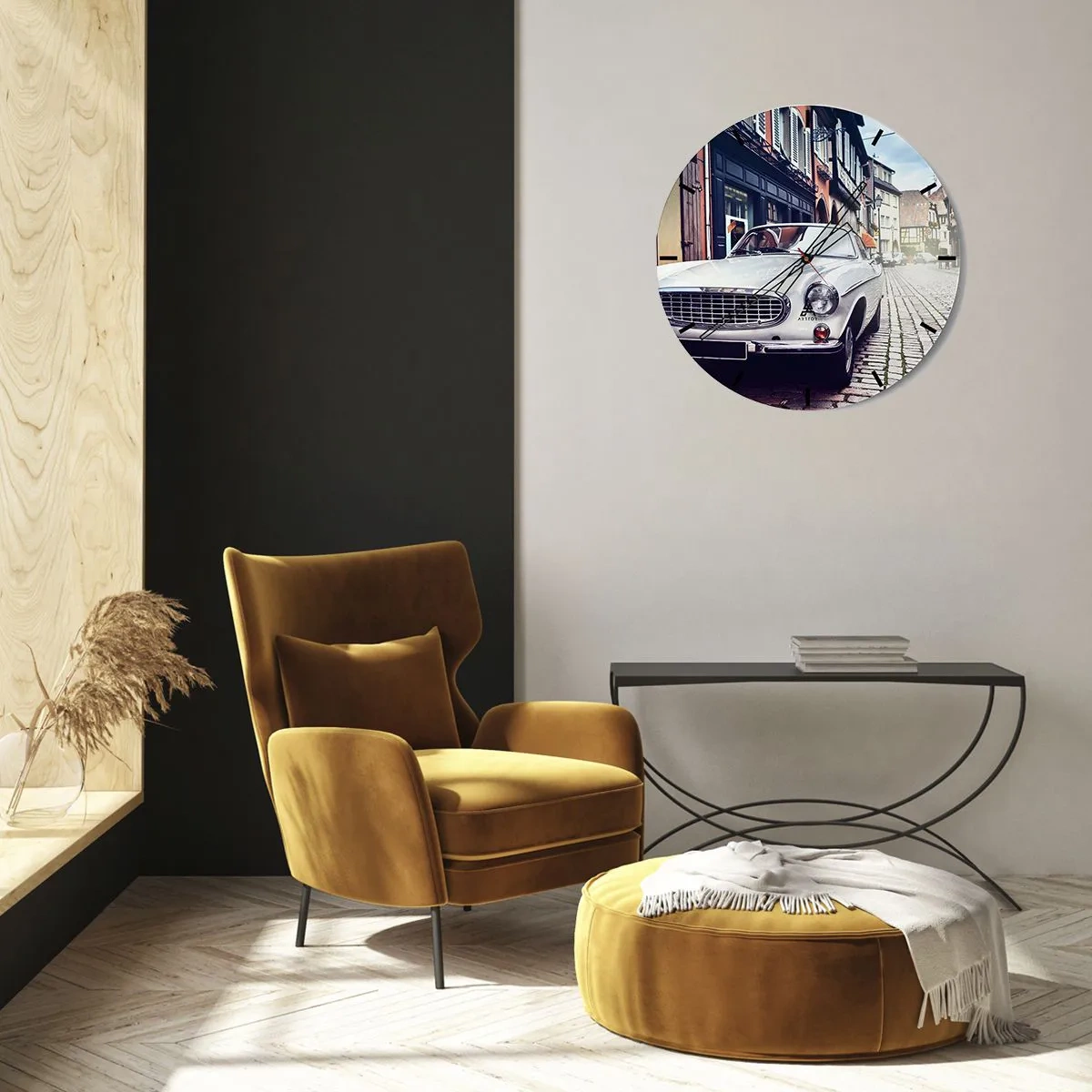 Wanduhr - Glasuhr - Die Vergangenheit ist heute - 40x40 cm