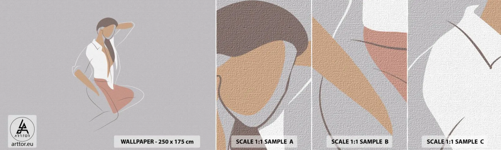 Fototapeten Muster Selbstklebend Deluxe Sticker - Umriss der Anmut - Frau, Grafik, Modell - 100x30 cm