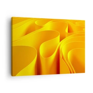 Bild auf Leinwand - Leinwandbild - Gelbe abstrakte Wellen, die Sonnenstrahlen ähneln - 70x50cm - Wie Sonnenwellen - Moderne Wanddekoration für Wohnzimmer und Schlafzimmer ARTTOR