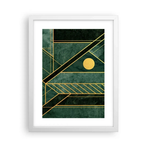 Poster in einem weißen Rahmen - Dynamik von Gold und Azurblau - 30x40 cm