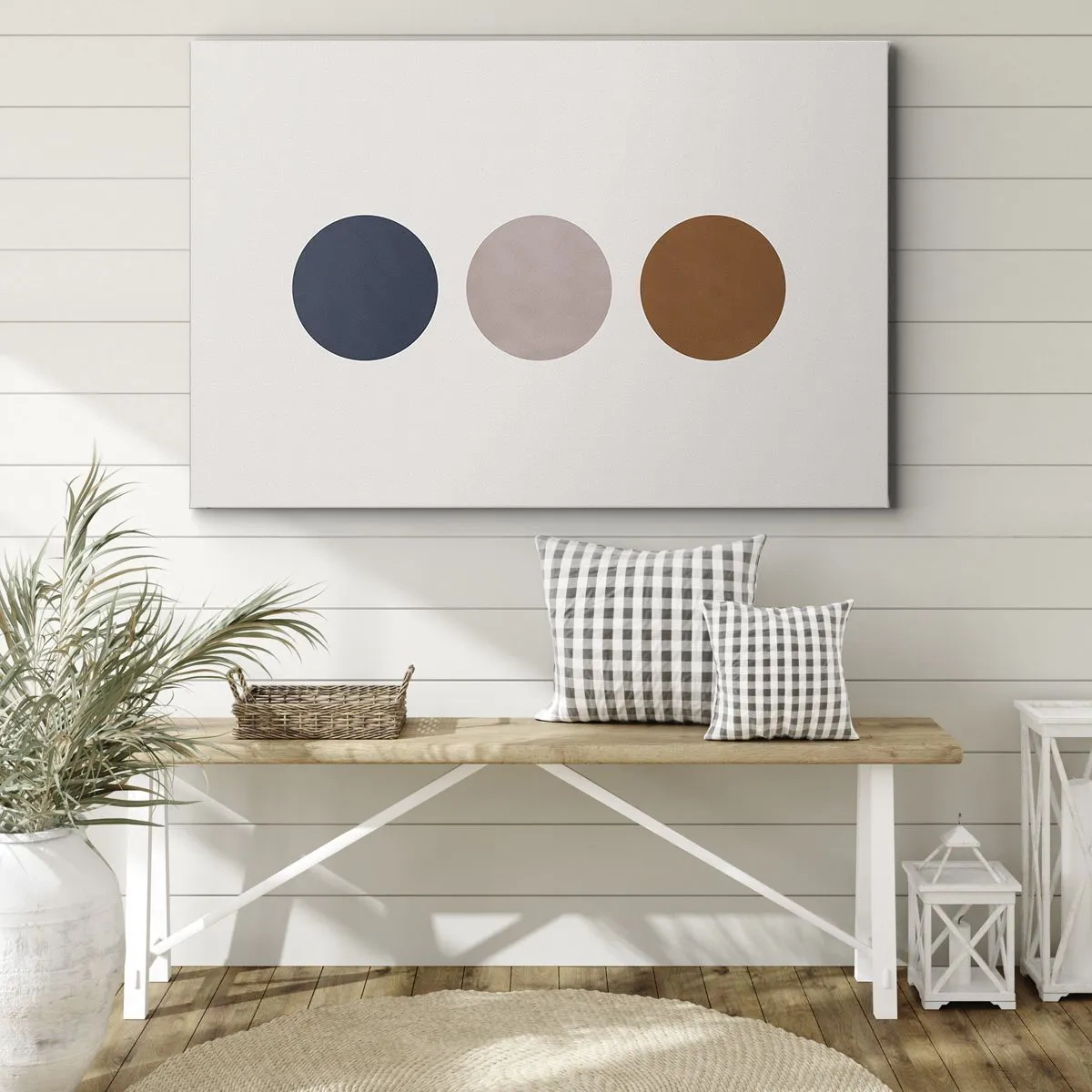 Bild auf Leinwand - Leinwandbild - Eine minimalistische Komposition mit drei farbigen Kreisen - 70x50cm - Ein Symbol für Exzellenz - Moderne Wanddekoration für Wohnzimmer und Schlafzimmer ARTTOR