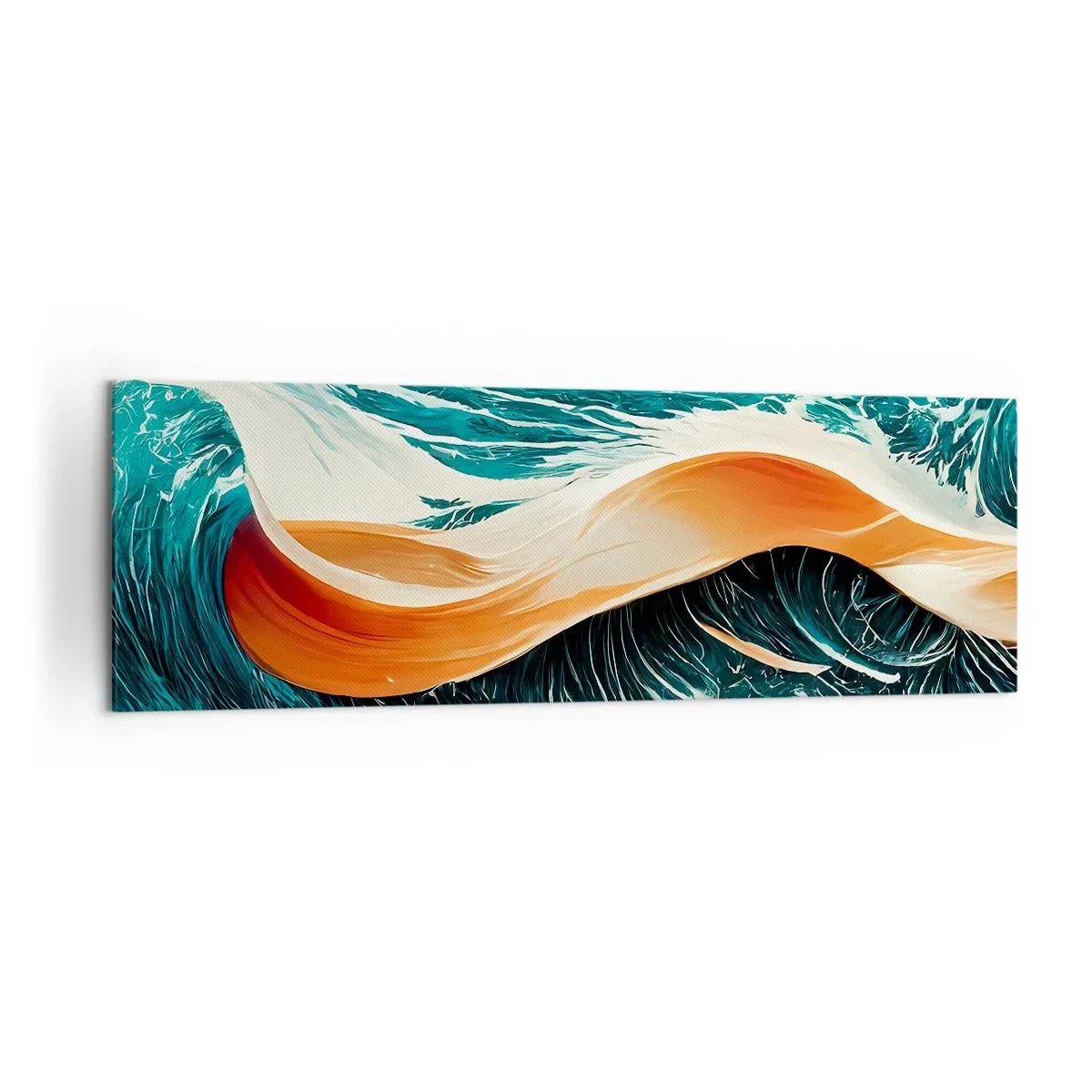 Bild auf Leinwand - Leinwandbild - Dynamische Meereswellen mit abstraktem Band - 160x50cm - Traum eines Surfers - Moderne Wanddekoration für Wohnzimmer und Schlafzimmer ARTTOR