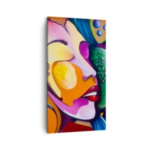 Bild auf Leinwand - Leinwandbild - Mit Farbe berühren - 45x80 cm