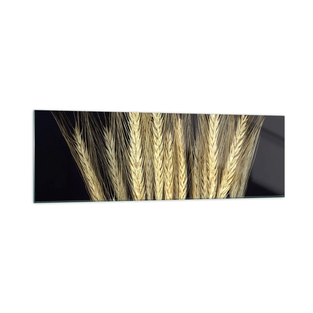 Glasbild - Bild auf glas - Weizenähren auf schwarzem Hintergrund im rustikalen Stil - 160x50cm - Rustikale Magie - Moderne Wanddekoration für Wohnzimmer und Schlafzimmer ARTTOR