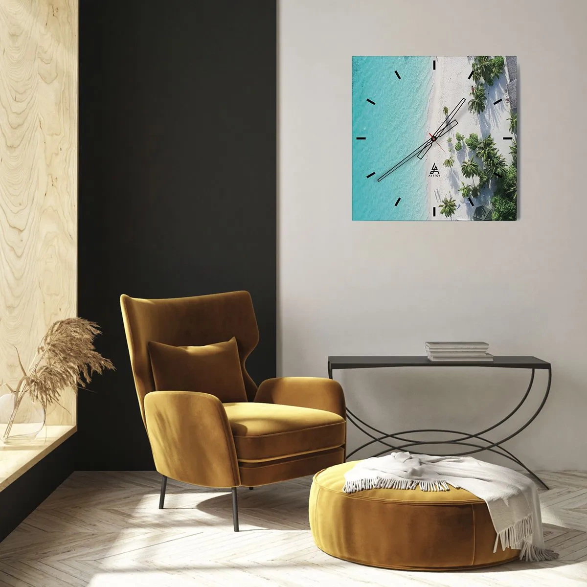 Wanduhr - Glasuhr - Urlaub im Paradies - 40x40 cm