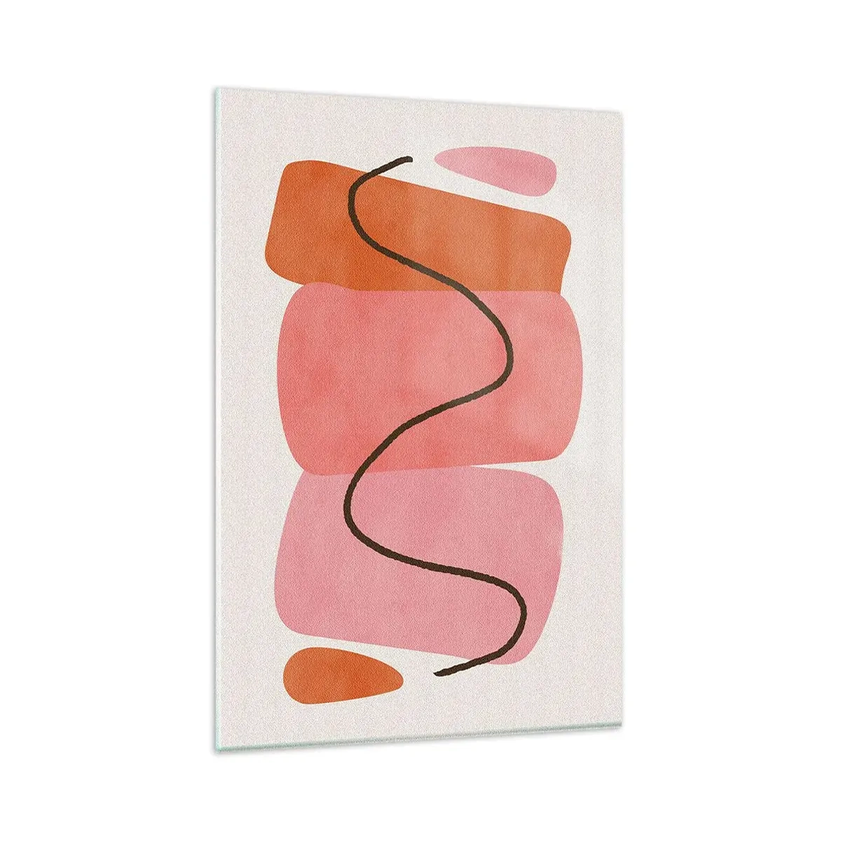 Glasbild - Bild auf glas - Abstrakte Formen in Rosa- und Orangetönen - 80x120cm - Sanfte Bewegung der Formen - Moderne Wanddekoration für Wohnzimmer und Schlafzimmer ARTTOR