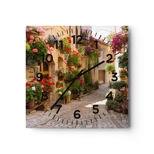 Wanduhr - Glasuhr - In der Flut Blumen - 30x30 cm