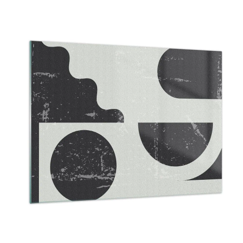 Glasbild - Bild auf glas - Abstrakte geometrische Grafiken mit Abschürfungen - 70x50cm - Komposition oben und unten - Moderne Wanddekoration für Wohnzimmer und Schlafzimmer ARTTOR