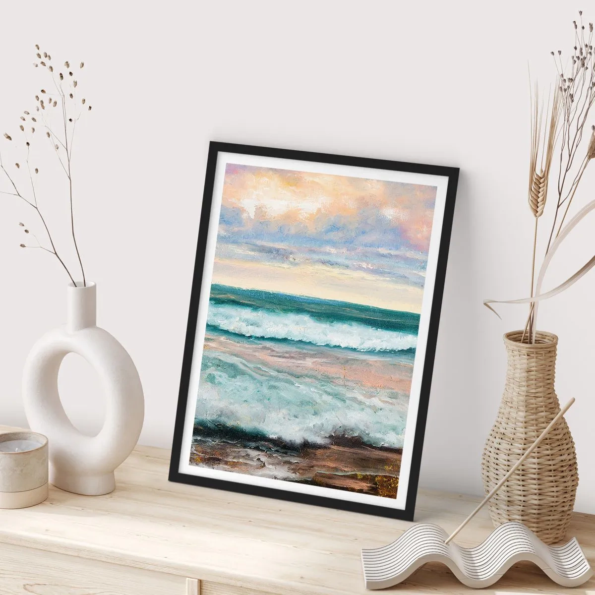 Poster in einem schwarzem Rahmen - Hier werden Sie Ihre Seele baumeln lassen - 61x91 cm