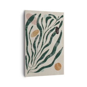 Bild auf Leinwand - Leinwandbild - Organische Linien und Formen in Grün und Beige - 80x120cm - Im Grünen - Moderne Wanddekoration für Wohnzimmer und Schlafzimmer ARTTOR