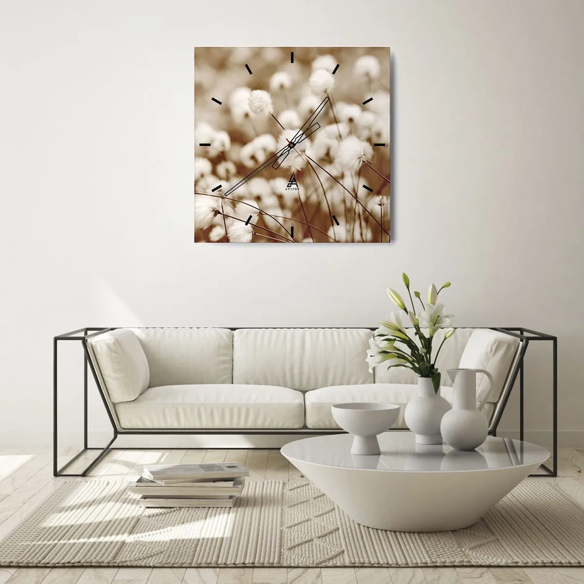 Wanduhr - Glasuhr - Flauschiges Kornfeld - 40x40 cm