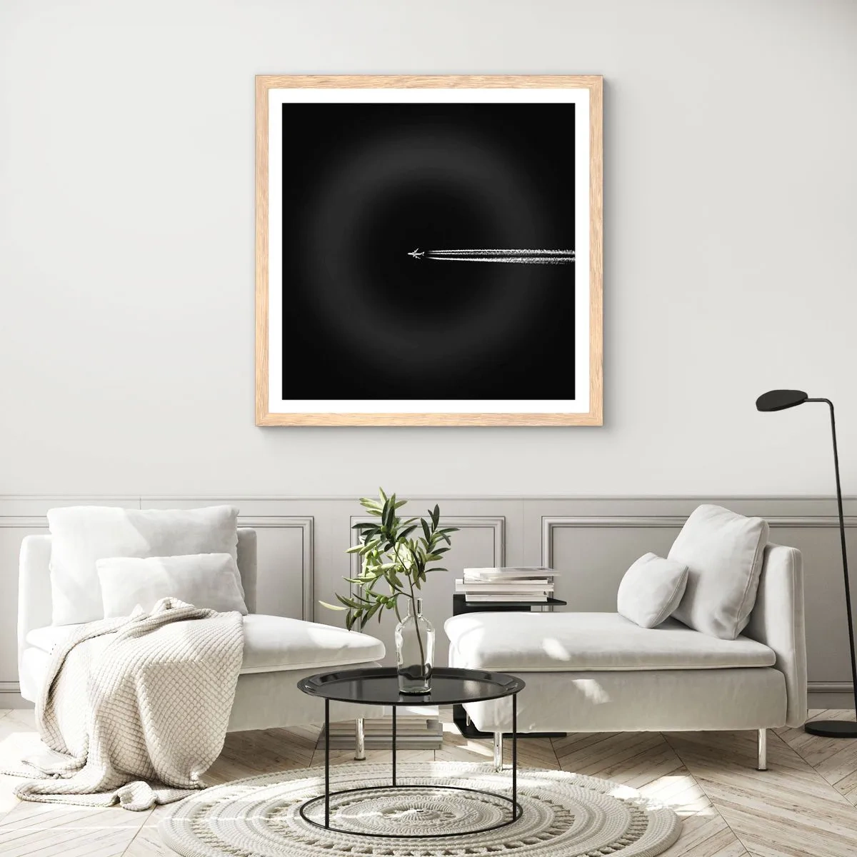 Poster in einem Rahmen aus heller Eiche - In eine andere Dimension - 60x60 cm