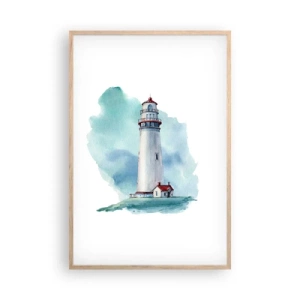 Poster in einem Rahmen aus heller Eiche - Sanfte Schwester vom Blau - 61x91 cm