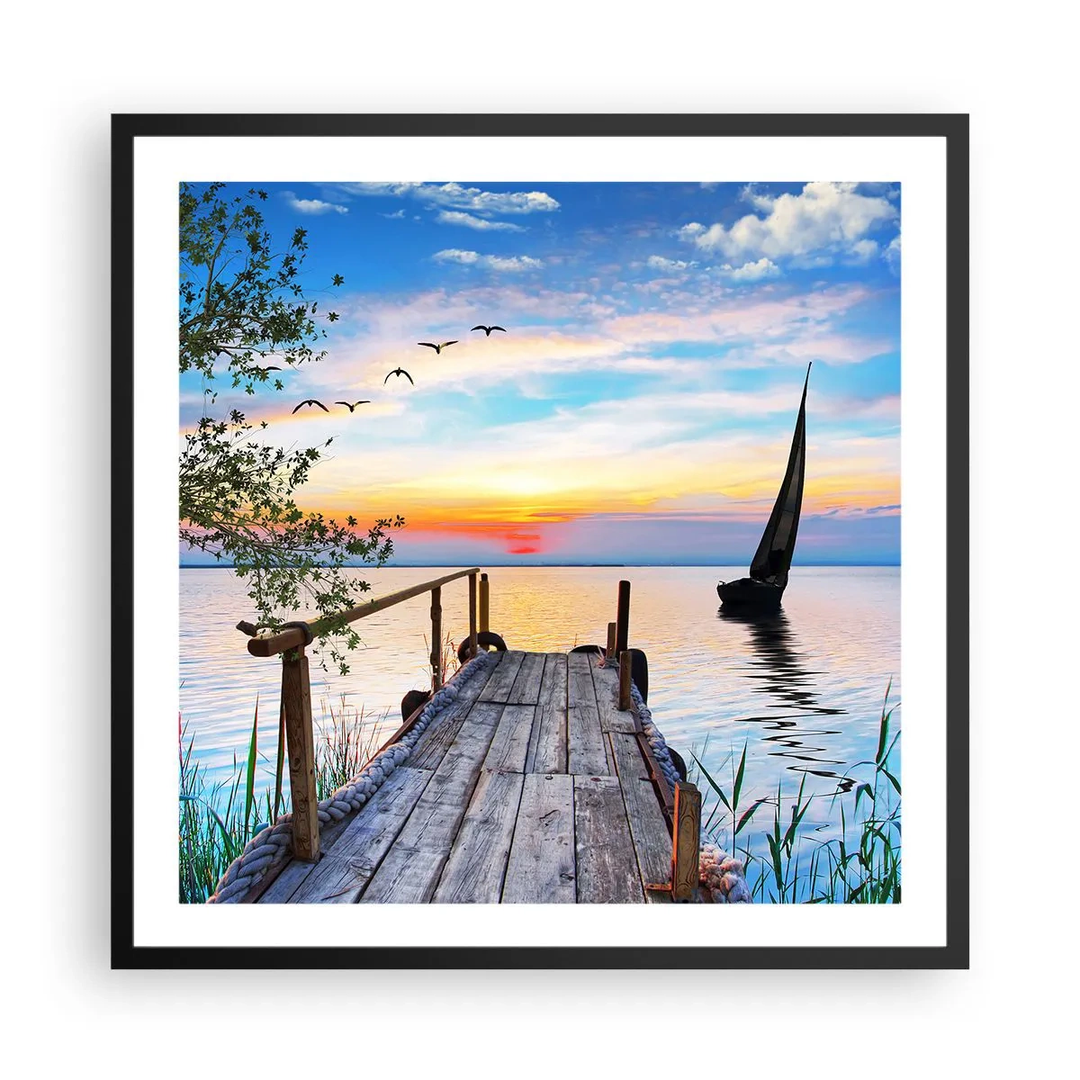 Poster in einem schwarzem Rahmen - Guten Abend - 60x60 cm