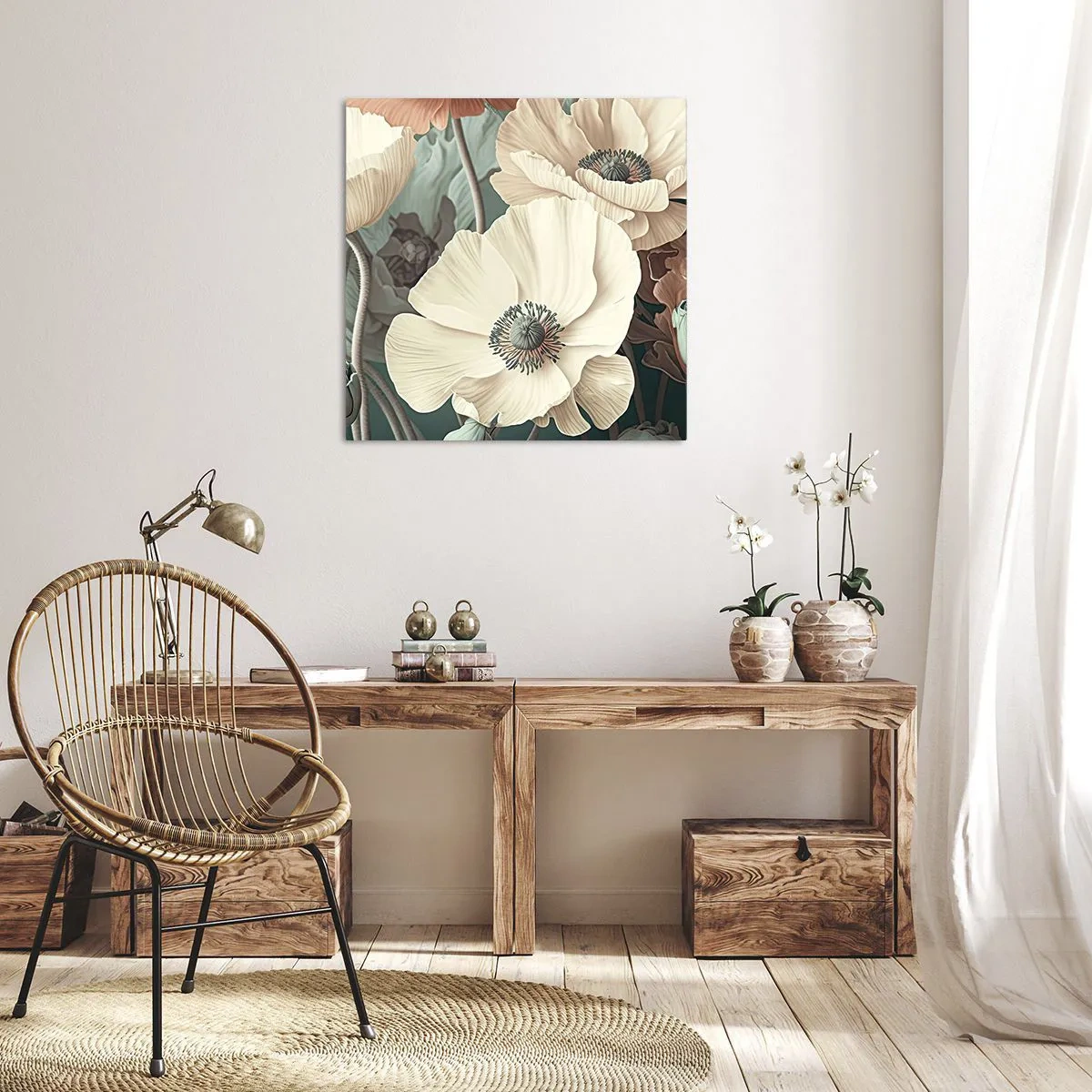 Bild auf Leinwand - Leinwandbild - Flüstern von Mohnblumen - 60x60 cm
