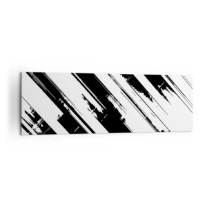 Bild auf Leinwand - Leinwandbild - Schwarz-weiße Linien und geometrische Muster im modernen Stil - 160x50cm - Eine intensive und dynamische Komposition - Moderne Wanddekoration für Wohnzimmer und Schlafzimmer ARTTOR