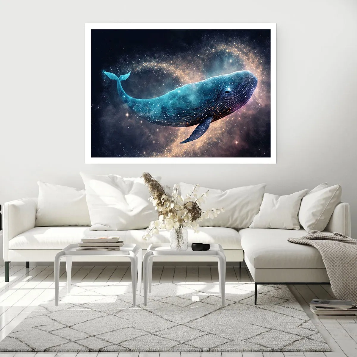 Poster - Ein Weltraumwal mit einer Galaxie im Hintergrund - 100x70cm - Es gibt so eine Welt… - Moderne Wanddekoration für Wohnzimmer und Schlafzimmer ARTTOR
