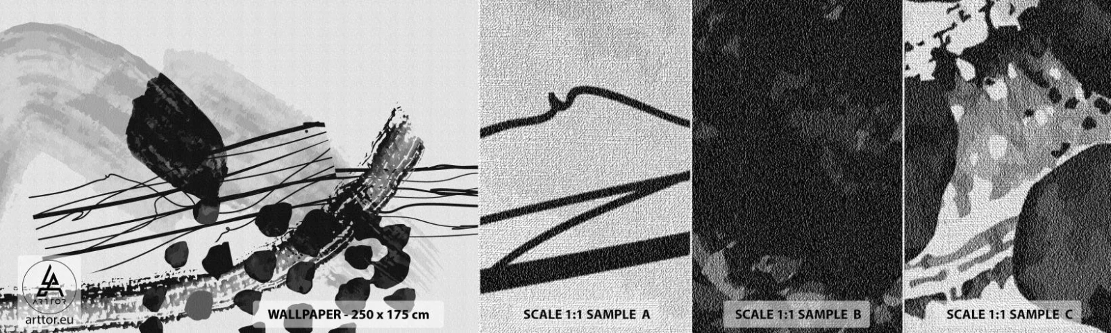 Fototapeten Muster Premium Canvas - Organische Schwarz-Weiß-Abstraktion - Abstraktion, Modern, Stück - 100x30 cm