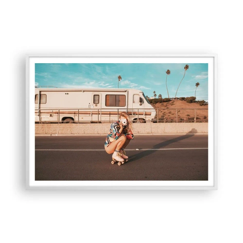 Poster in einem weißen Rahmen - Lächel bitte! - 100x70 cm