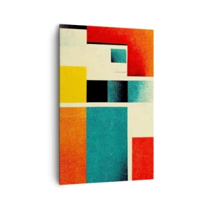 Bild auf Leinwand - Leinwandbild - Geometrische Abstraktion mit farbigen Rechtecken und Quadraten - 80x120cm - Geometrische Abstraktion – gute Energie - Moderne Wanddekoration für Wohnzimmer und Schlafzimmer ARTTOR