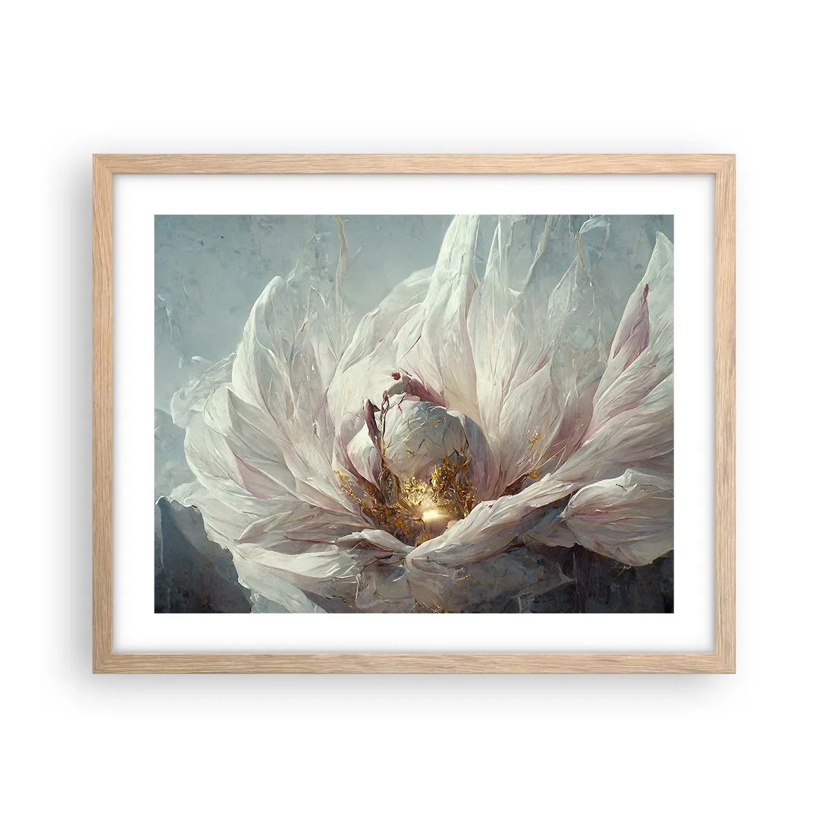 Poster in einem Rahmen aus heller Eiche - Sie blüht alle hundert Jahre einmal - 50x40 cm