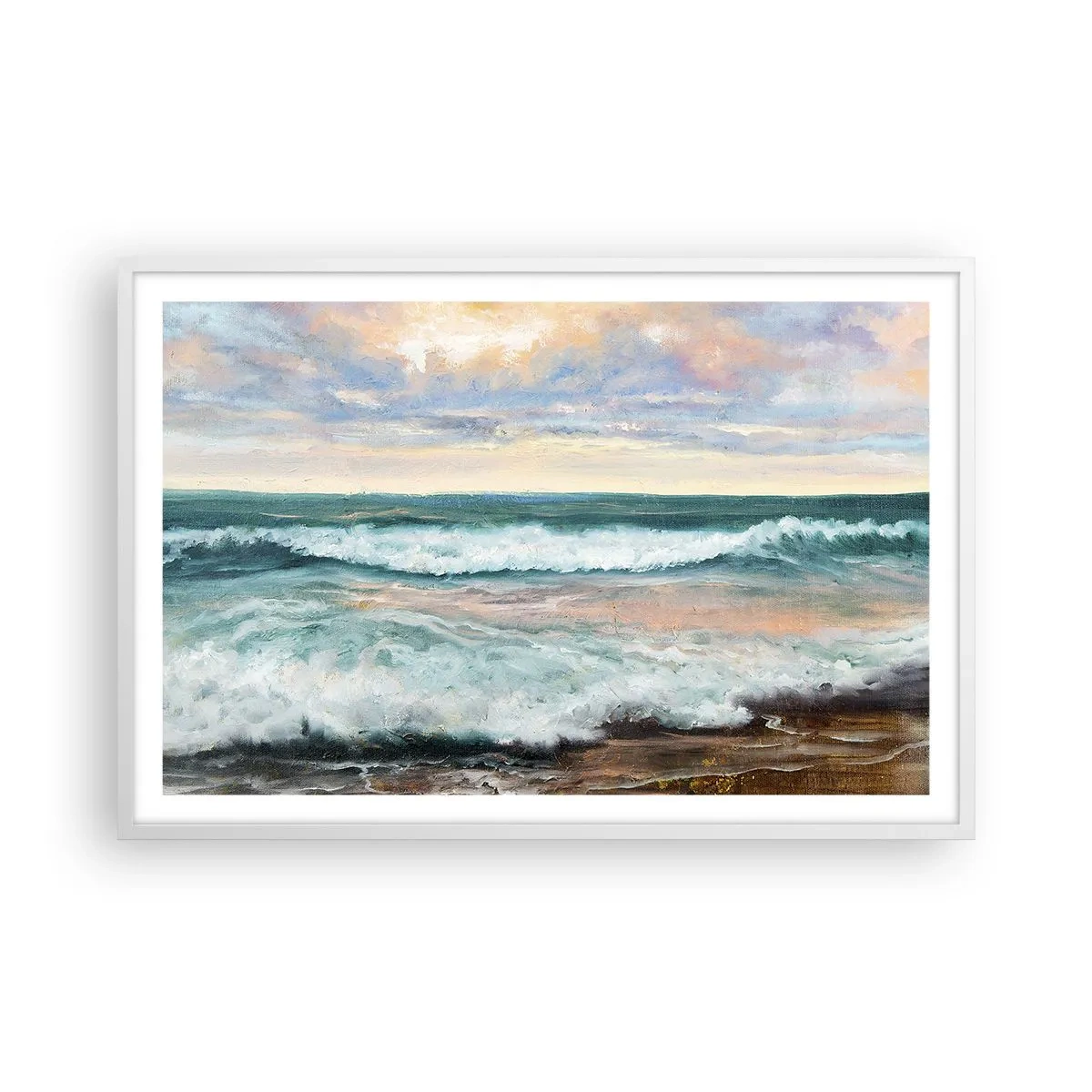 Poster in einem weißen Rahmen - Hier werden Sie Ihre Seele baumeln lassen - 91x61 cm