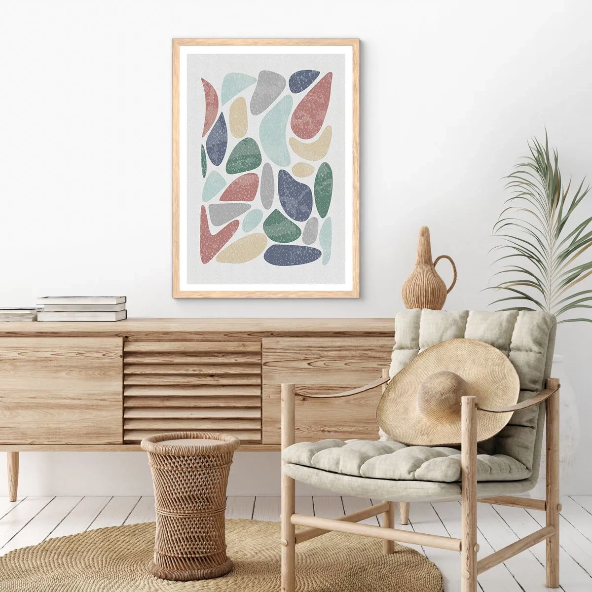 Poster in einem Rahmen aus heller Eiche - Mosaik aus pulverförmigen Farben - 30x40 cm