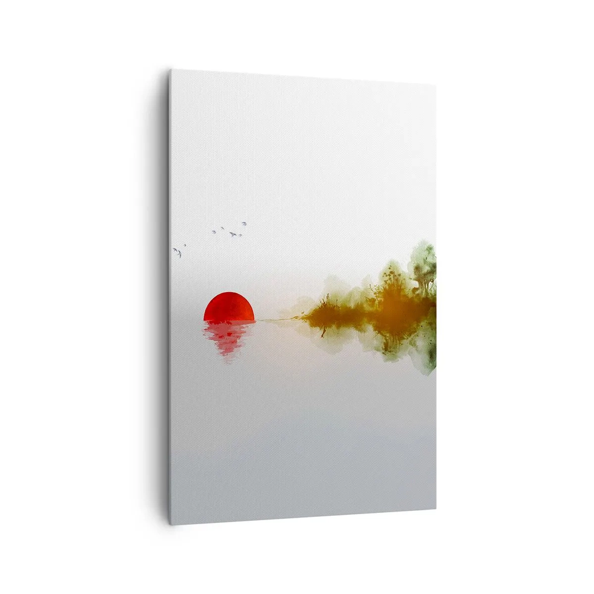 Bild auf Leinwand - Leinwandbild - Abstrakter Sonnenuntergang über einem See mit Reflexion - 80x120cm - Versprechen der Ruhe - Moderne Wanddekoration für Wohnzimmer und Schlafzimmer ARTTOR